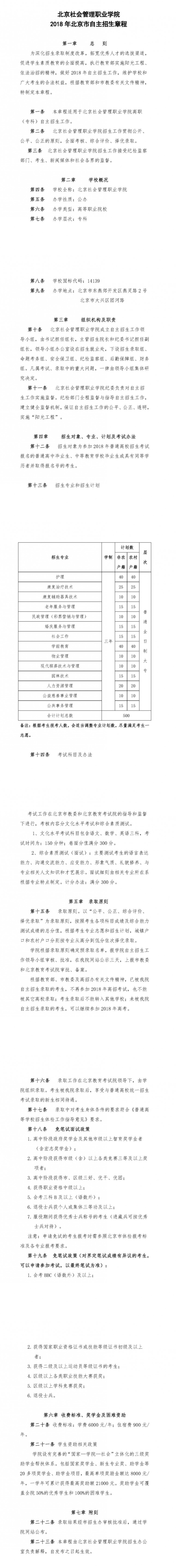 北京社会管理职业学院高职自主招生